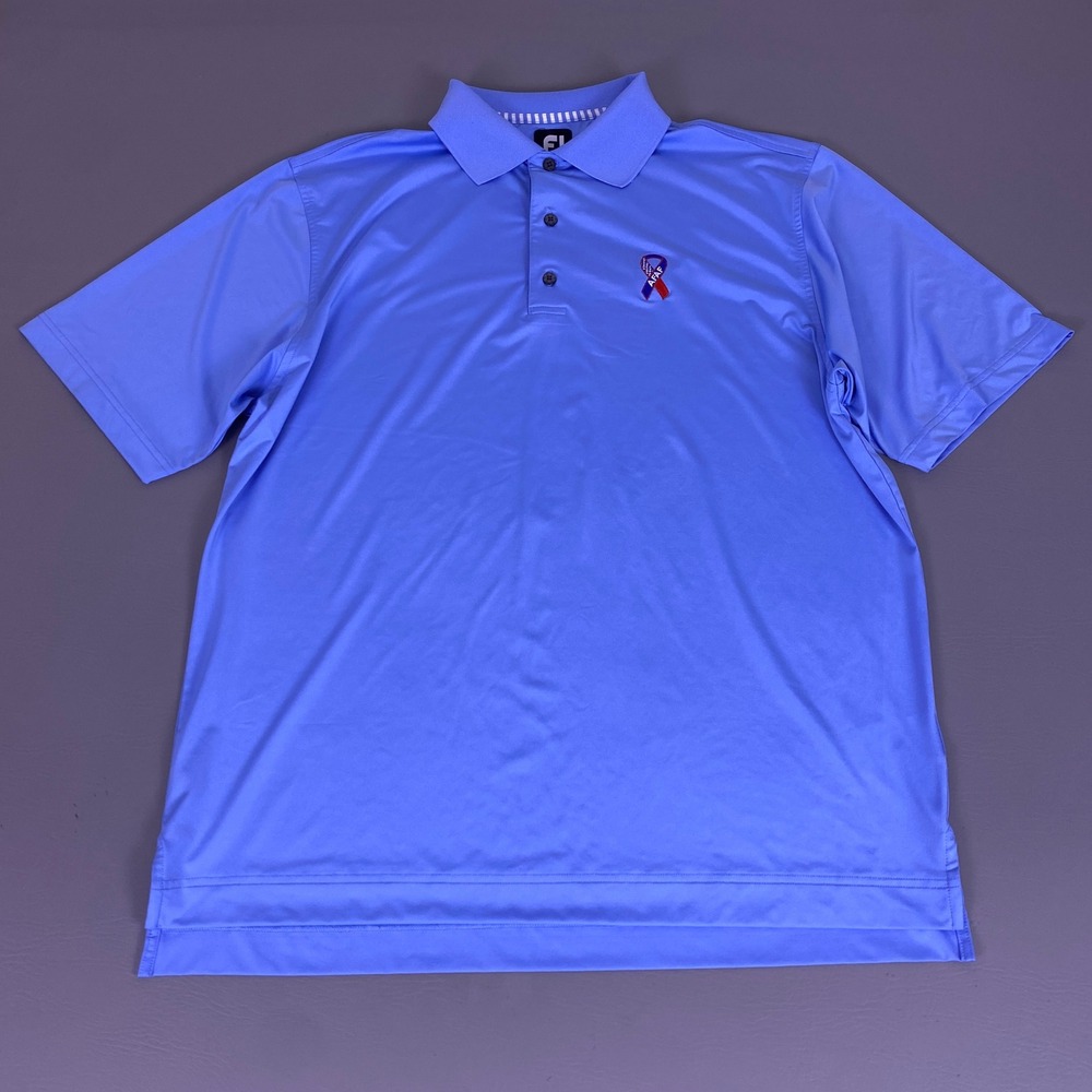 FootJoy Polo Shirt Size Large Men's Blue Airforce AFAF Ribbon Golf Short Sleeve